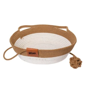 Handmade Solid Cotton Rope Woven Eco friendly Cat Bed Basket Soft Washable Pet Nest Modern Design Dog House Carton Packaging All