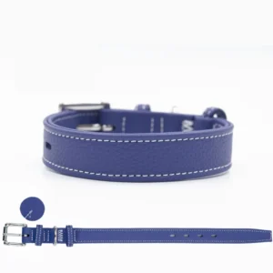 Handmade Solid Cowhide Leather Double Layer Thick Reinforced Soft Pet Dog Collar Neck with Hanging Card D Ring