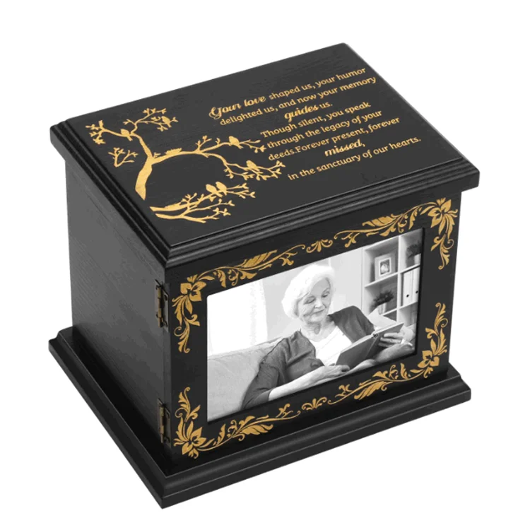 Handmade Wood Funeral Coffin Supplies Dog Solid Wood Memorial Box Pet Urn with Photo Frame