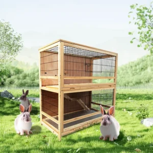 Handmade Wooden Cage Two Layer Pet Houses Rabbit Hutch for Multiple Rabbit