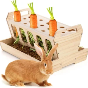 Handmade Wooden Rabbit Feeder DIY Removable Small Animal Food Dispenser for Guinea Pigs Hamsters Pet Cage Bowls Feeders