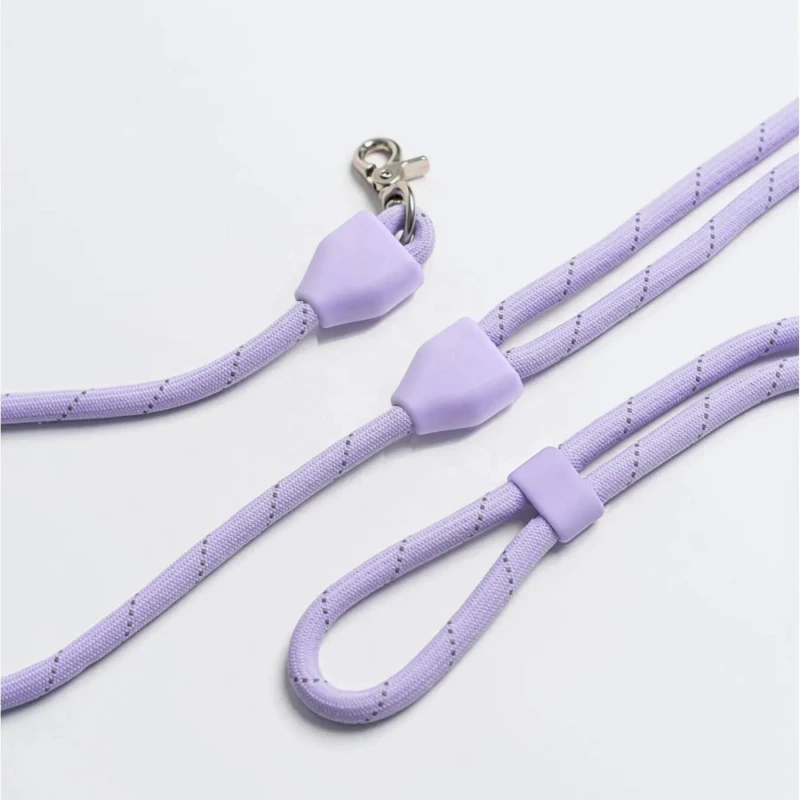 Handsfree 2 in 1 Heavy Duty Quick Release Nylon Polyester Braided Reflective Crossbody Waist Pet Dog Rope Leash with Silicone