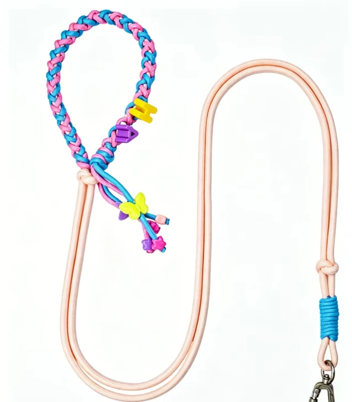 Handwoven Colorful Pet Leash with Letter Pendants Made of Nylon Ideal for Outdoor Pet Walking
