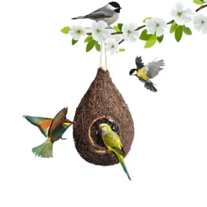 Hanging Bird House Hand Woven Rattan Bird Nest Fiber Bird for Parrot Hatching Breeding Garden Supplies