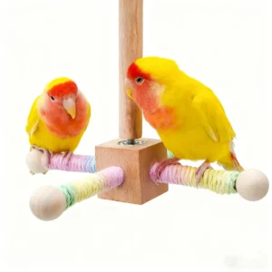 Hanging Colorful Wooden Durable Climbing Toy Stand for Birds Rotatable Perch for Parrots All Seasons Bird Supplies