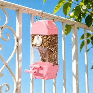 Hanging Plastic Bird Feeder No Mess Automatic Food Dispenser for Indoor