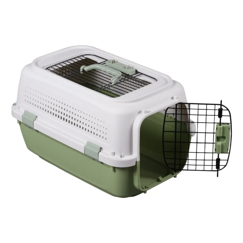 Hard Shell Pet Carrier with Metal Door Ventilated Cat Carrier for Travel Use