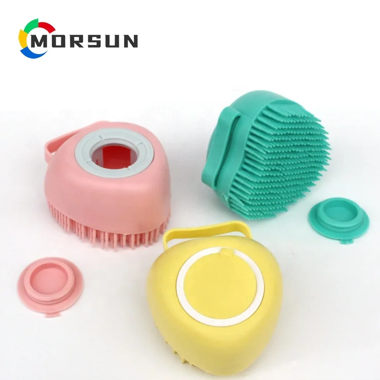 Heart Shaped Multifunctional Soft Silicone Cat Grooming Bath Brush for Pet Bath Shower Accessories