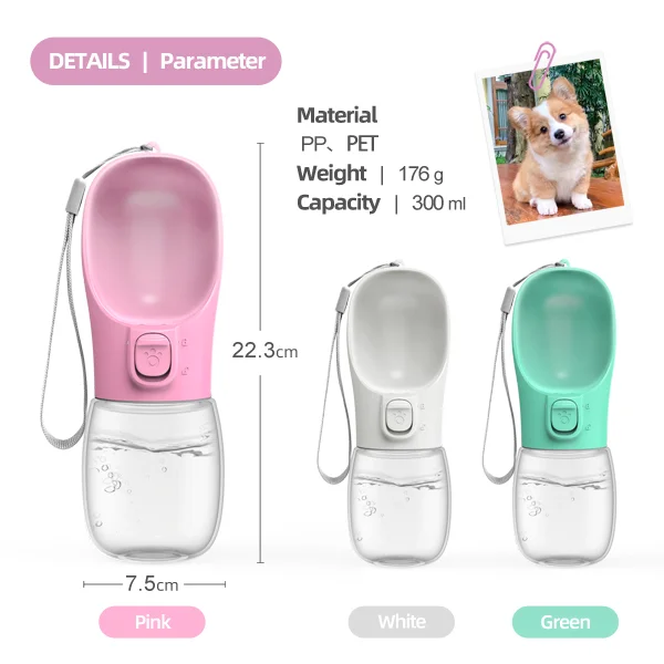 Heavy Duty 300ml pp Pet Material Outdoor Pet Feeder Travel Dog Feeder Portable Pet Water Bottles