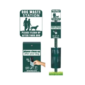 Heavy Duty Aluminum Pet Waste Station with Wall Mount Bracket Rust Resistant Outdoor Dog Poop Dispenser for Park