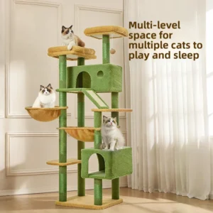 Heavy Duty Cat Tree for Large Breeds, Reinforced Base with Multiple Condos, Premium Cat Scratcher for Active Indoor Cats