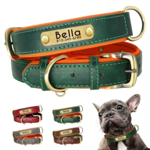 Heavy Duty Collar Personalized Pet ID Name High Quality Cowhide Leather Luxury Other Pet Collars