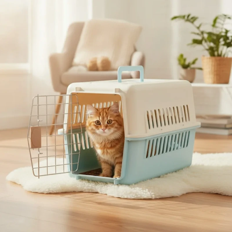 Heavy Duty Colorful Pet Travel Carrier Solid Pattern Metal Door Box Pet Carrier for Pet Cat