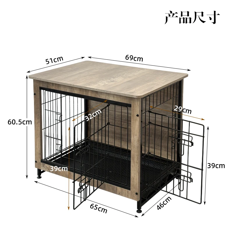 Heavy Duty Dog Crate Side Table with Wire Door Decorative Indoor Pet House for Home Living Room