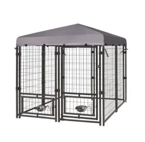 Heavy Duty Eco Friendly Outdoor Pet Cage Large Size Dog House Roof Feeder Iron Enclosure All Seasons