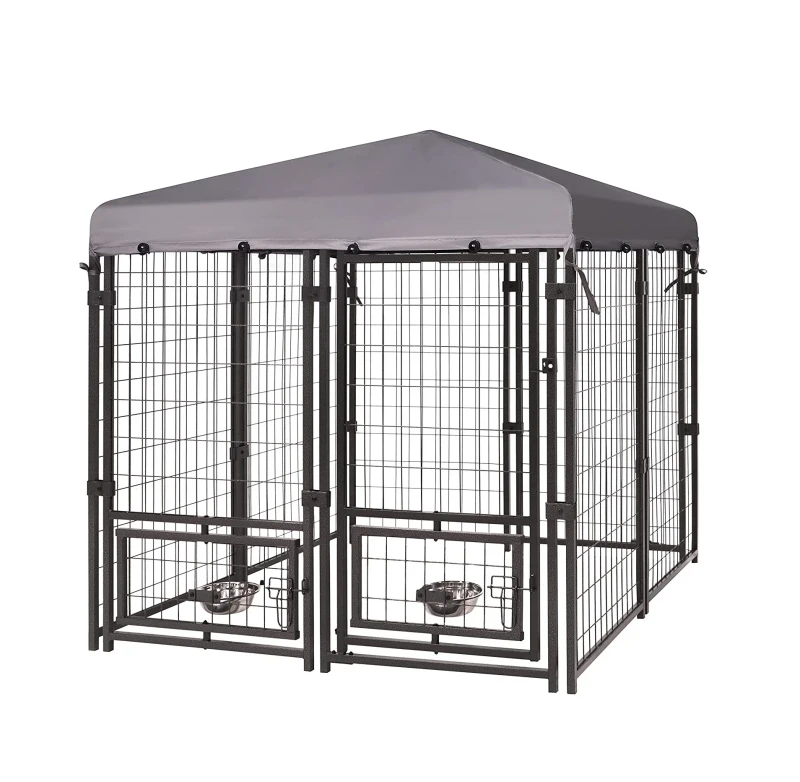 Heavy Duty Eco Friendly Outdoor Pet Cage Large Size Dog House Roof Feeder Iron Enclosure All Seasons