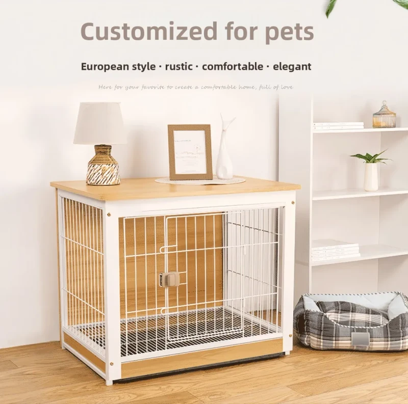 Heavy Duty Extra Large Dog House Wooden Pets Cage Dog Kennel Vintage Style Dog Crate Furniture with Removable Tray