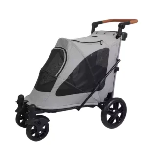 Heavy Duty Foldable Dog Stroller Large Capacity Outdoor Travel Pet Carrier Cart Oxford Fabric Breathable Mesh Trolley