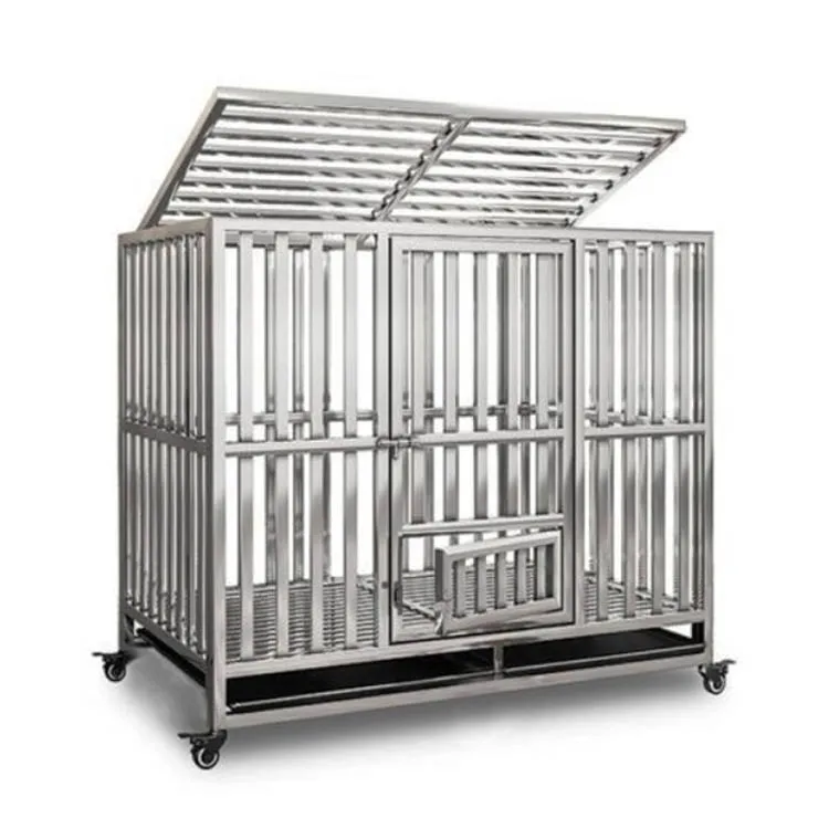 Heavy Duty Large Dog Cage Mobile Six-sided Square Tube Kennel Dogs Pet Playpen and Crate with Wheels Pet Cage Indoor Dog House