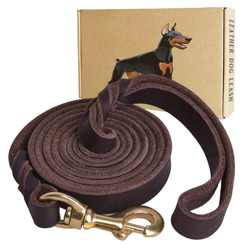 Heavy Duty Luxury Dog Leash Soft Comfortable Braided Genuine Leather Lead for Small Large Dogs Personalized Print Training