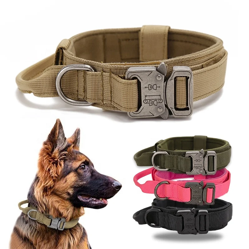 Heavy Duty Metal Buckle Pet Dog Training Collar Large Dogs Collar and Leash Set Tactical Dog Collar