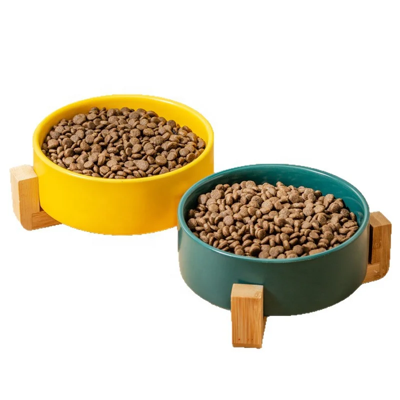 Heavy Duty Non Slip Eco Friendly Ceramic Double Bowl Pet Feeder with Elevated Stand for Dogs Cats Household Ceramic Pet Feeder