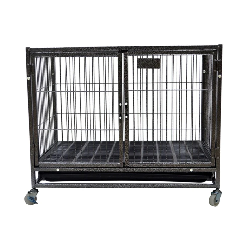 Heavy Duty Portable Pet Crate Metal Dog Cage with Wheels MH HD36