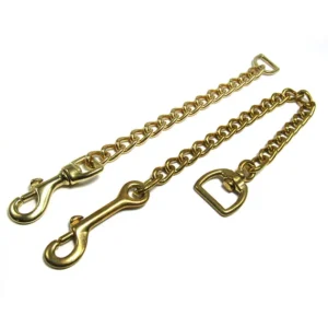 Heavy Duty Solid Brass Swivel Dog Leash with Quick Release and Leather Handle for Large Breed Dogs
