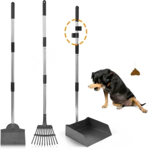 Heavy Duty Stainless Steel Rake Dog Pooper Scooper Set for Dogs Easy to Clean