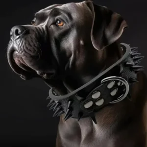 Heavy Duty Studded Monochrome Decorative Dog Collar for Large and Medium Dogs Adjustable PU Leather Punk Style Anti Bite Durable