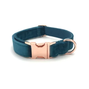 Heavy Duty Velvet Gold Dog Collar Personalized Adjustable Metal Buckle Pet Collars