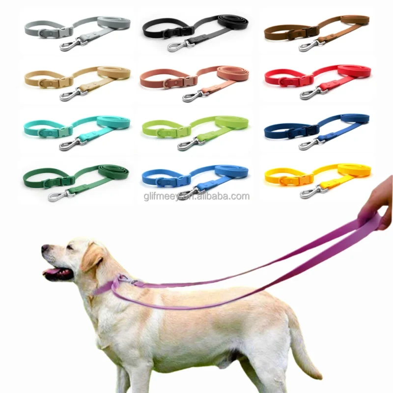 Heavy Duty Waterproof Pet Leash Hands Free PVC Dog Training Lead Crossbody Dog Leashes for Walking