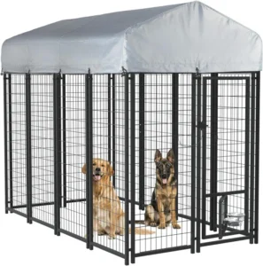 Heavy Duty Welded Wire Iron Modern Dog Playpen Fence Secure Lock UV Resistant Waterproof Roof Cover Large Dog Kennel Pet Cage