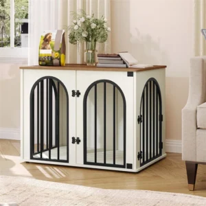 Heavy Duty Wooden Dog Crate Pet Cage Horizontal Sliding Hook Loop Closure Quadrate Shape Small Medium Large Dogs Indoor