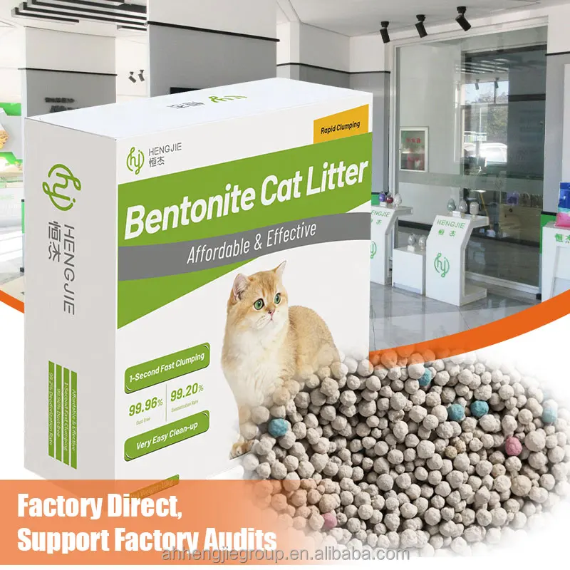 Hengjie Eco Friendly Low Tracking Strong Clumping Spherical Dust Free High Absorption Bentonite Cat Litter