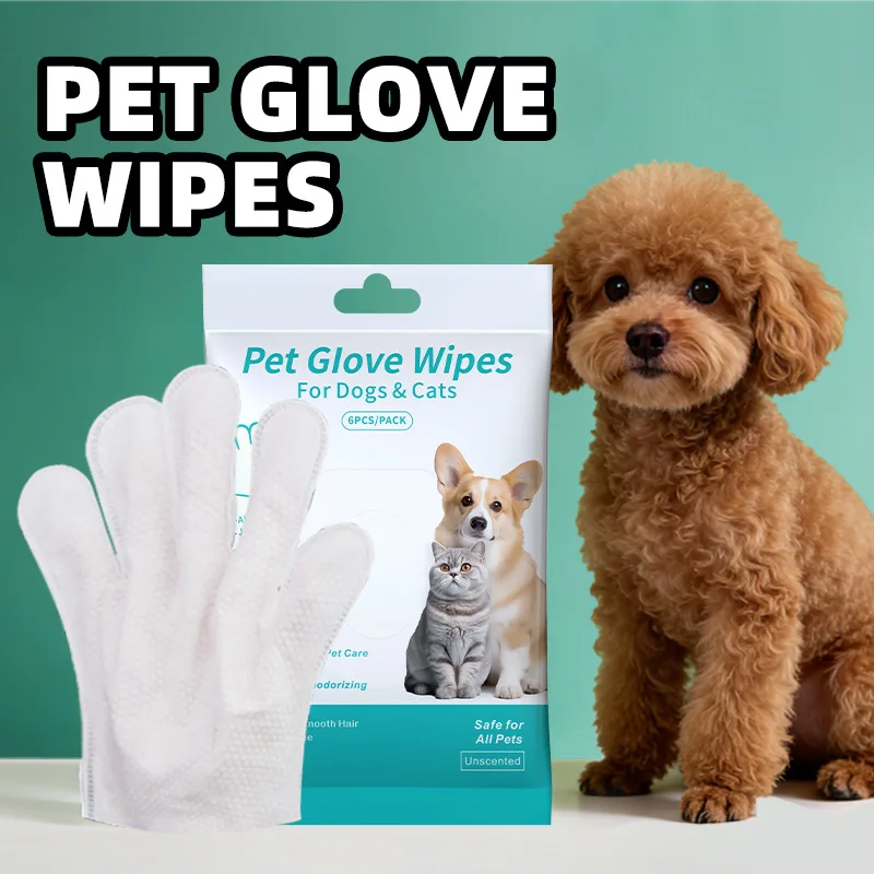 Herbal Fragrance Soft Paper Towel Pet Bath Gloves No Rinse Dog Cat Cleaning Wipes Mite Removal Deodorizing Odor Control Puppy