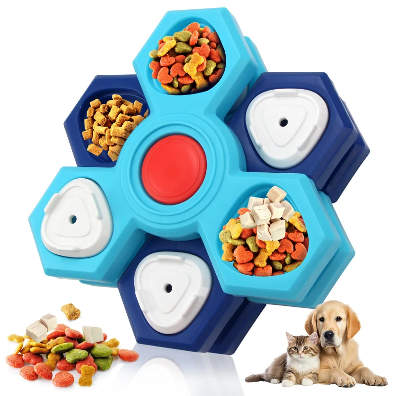 Hexagonal Rotating Pet Puzzle Feeder Slow Feeder Anti-choke Self Play Boredom Relief for Dogs Cats Pet Supplies