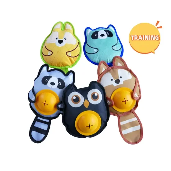 Hide and Seek Dog Treat Toy Oxford Fabric Animal with Squeaker and TPR Storage