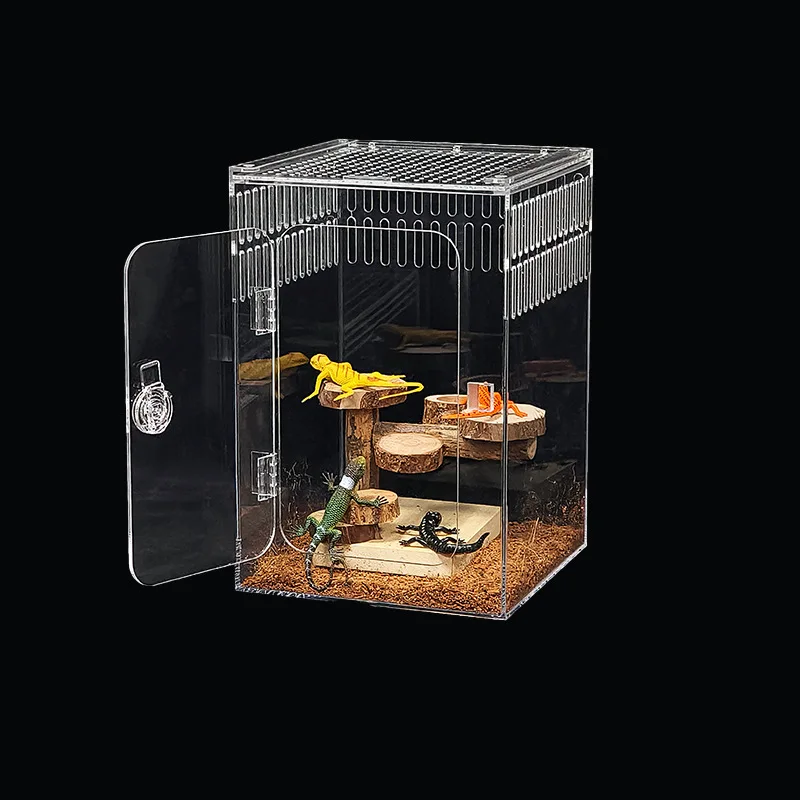 High Definition Transparent Acrylic Crawler Pet Habitat Special Feeding Box for Lizards Spiders Reptile Amphibian Supplies