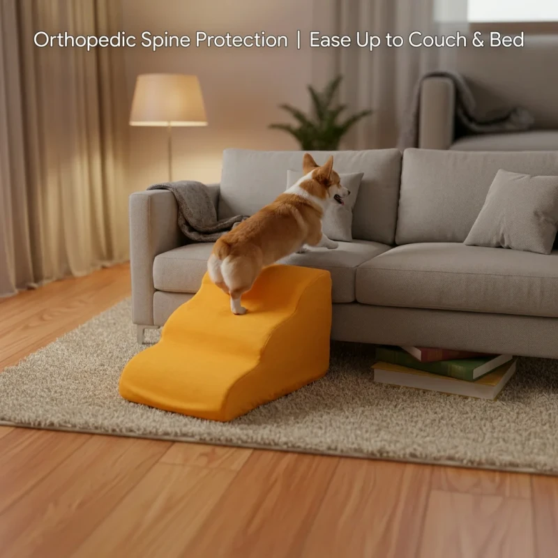 High Density Foam Dog Stairs With Removable Cover Orthopedic Pet Ramps For Couch Bed Joint Protection Set Durable Active Play