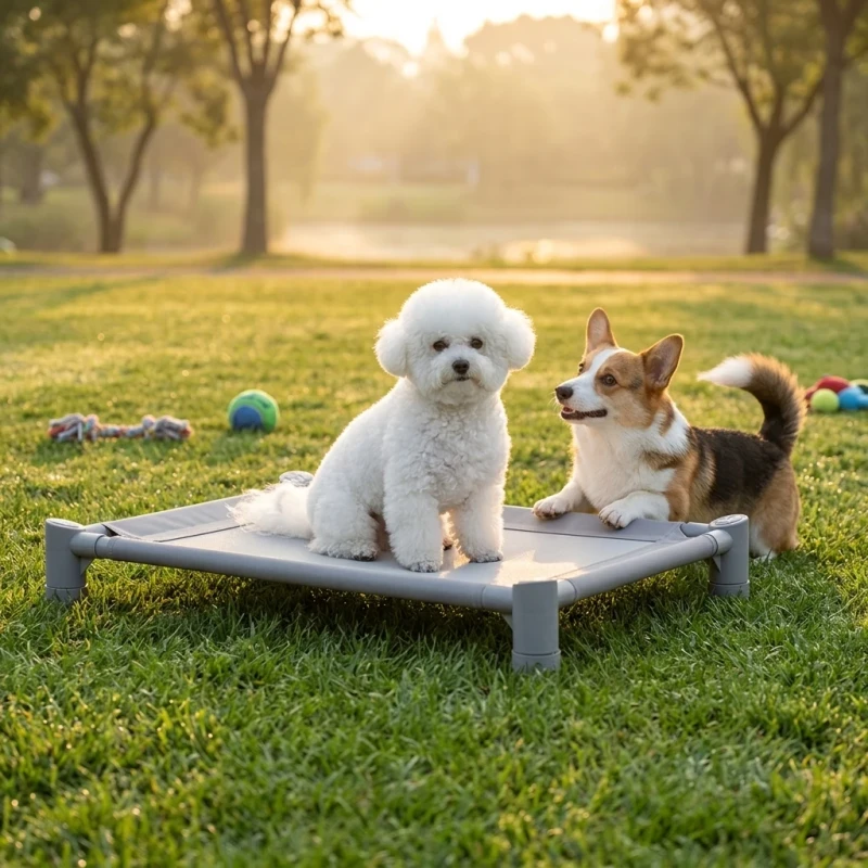 High Load bearing Breathable Luxury Pet Camp Bed Elevated Dog Bed Indoor Outdoor Anti slip Bottom 900D Oxford Fabric with Mesh
