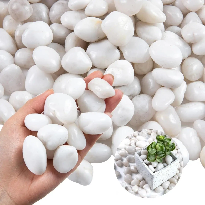High Polished White River Rock Pebbles for Indoor Plants or Outdoor Garden Landscaping Decorative Stones for Aquarium Fish Tank