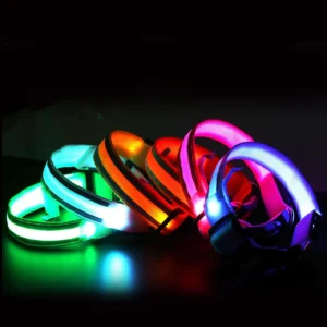 High Quality Adjustable Pet Dog Supplies LED Light Collar Rechargeable Outdoor Dog Pet Collar