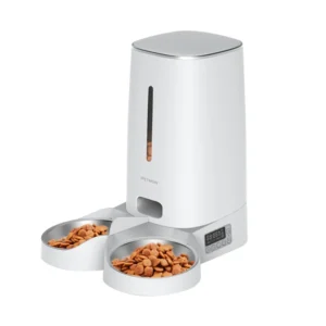 High Quality Automatic Double Bowl Pet Feeder Stainless Steel Slow Feeding for Dogs Cats Eco Friendly Rounded Battery Operated