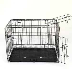 High Quality Carbon Steel Dog Kennel Pet Cage Powder Coating Foldable Design Two Doors 15KGS Capacity for Collapsible Pet