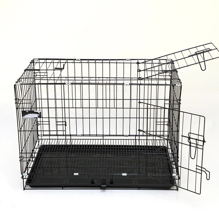 High Quality Carbon Steel Dog Kennel Pet Cage Powder Coating Foldable Design Two Doors 15KGS Capacity for Collapsible Pet