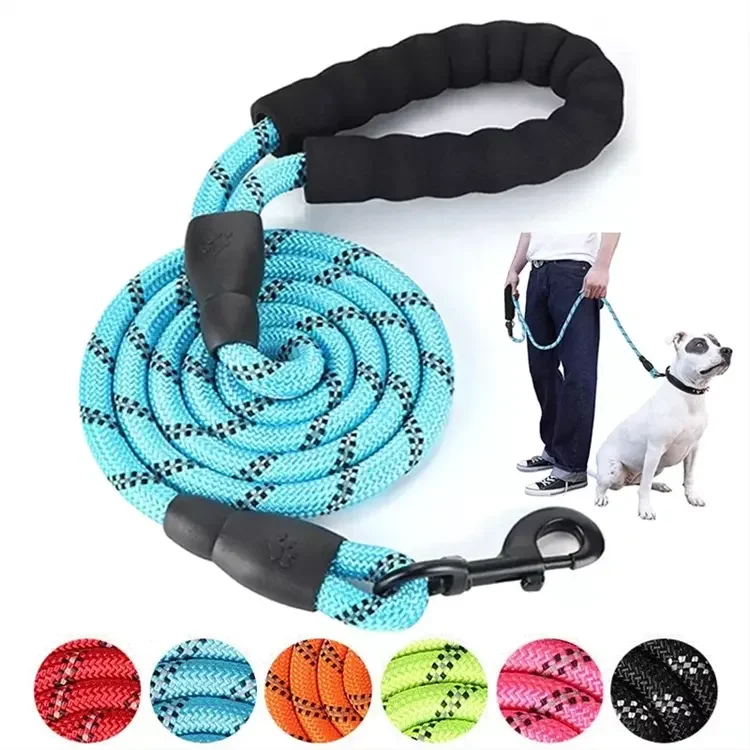 High Quality Comfortable Soft Nylon Dog Leash Heavy Duty Sturdy Pet Training Leash with Solid Pattern