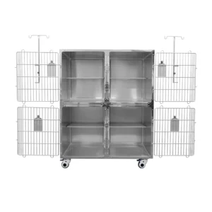 High Quality Customized Pet Hospital Veterinary Cage Stainless Steel 2 Layer Dog and Cat Cage