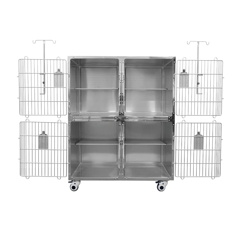 High Quality Customized Pet Hospital Veterinary Cage Stainless Steel 2 Layer Dog and Cat Cage