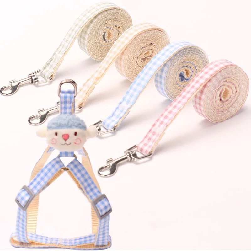 High Quality Durable Nylon Breakaway Solid Cute Strong Chest Strap Adjustable Small Dogs Pets Teddy Leash with Harness